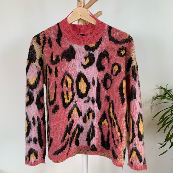 Animal Print Mockneck Sweater - Picture 1 of 9